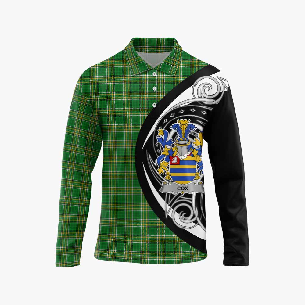 Cox Irish Clan Long Sleeve Polo Shirt Celtic Circle Style Unisex - Tartan Vibes Clothing