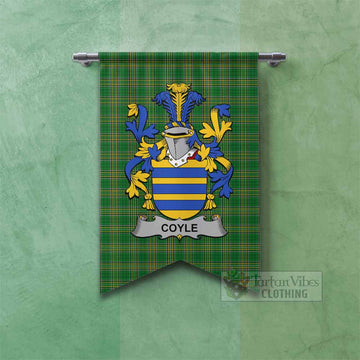 Coyle Irish Clan Tartan Gonfalon, Tartan Banner with Coat of Arms Fishtail - Tartan Vibes Clothing