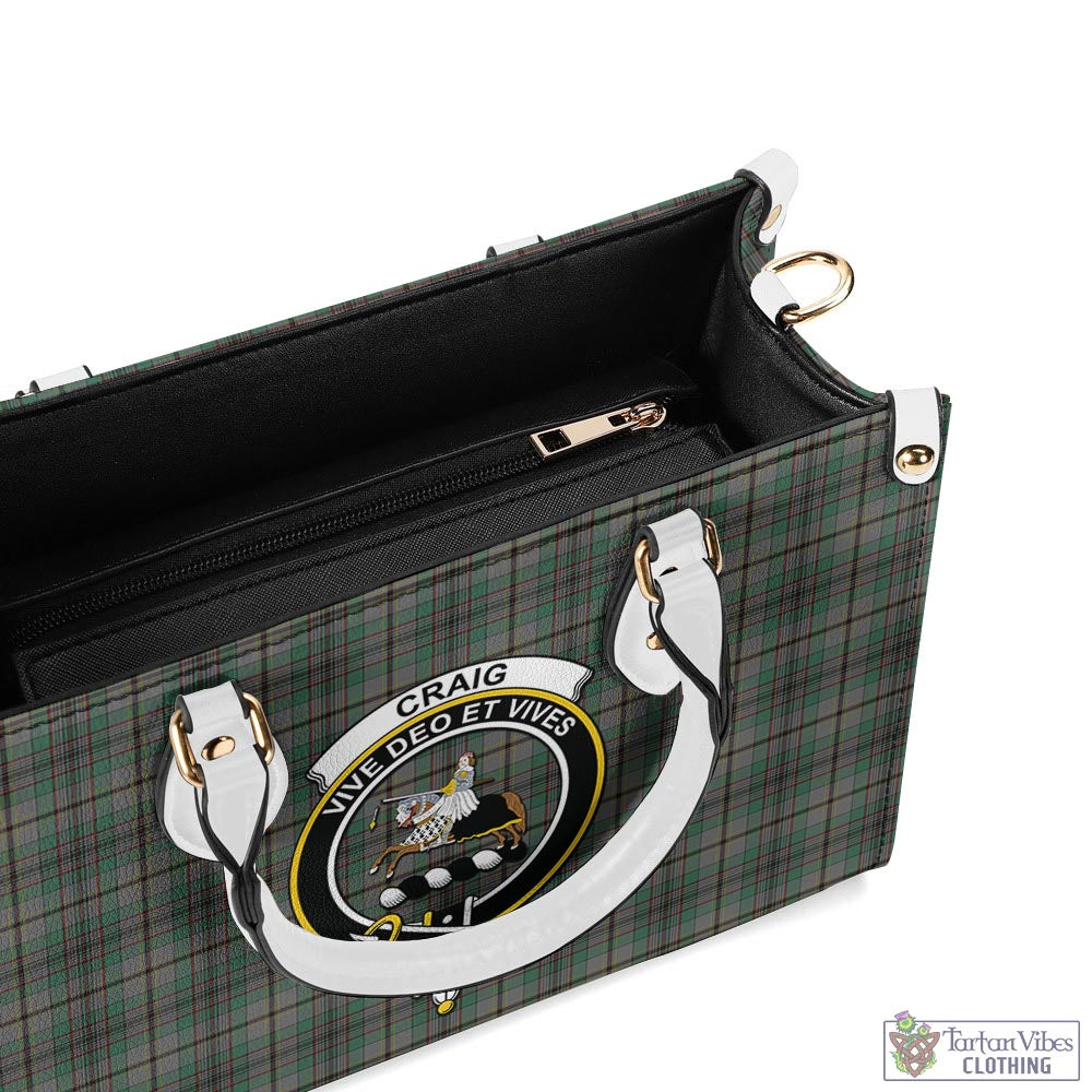 Tartan Vibes Clothing Craig Tartan Luxury Leather Handbags with Family Crest