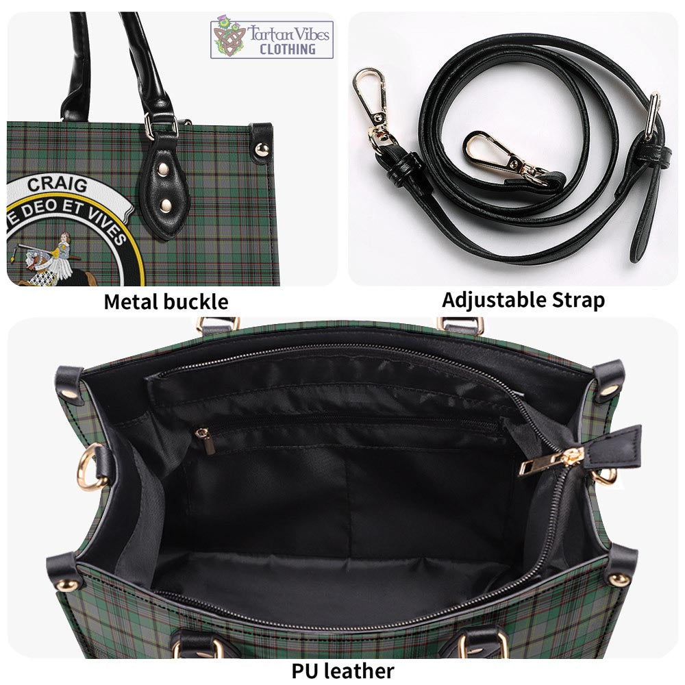 Tartan Vibes Clothing Craig Tartan Luxury Leather Handbags with Family Crest