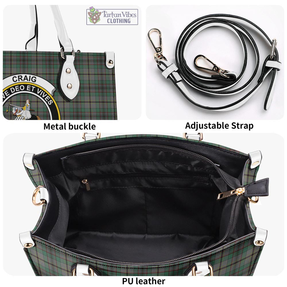 Tartan Vibes Clothing Craig Tartan Luxury Leather Handbags with Family Crest