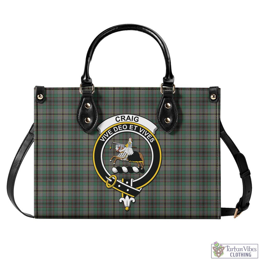 Tartan Vibes Clothing Craig Tartan Luxury Leather Handbags with Family Crest