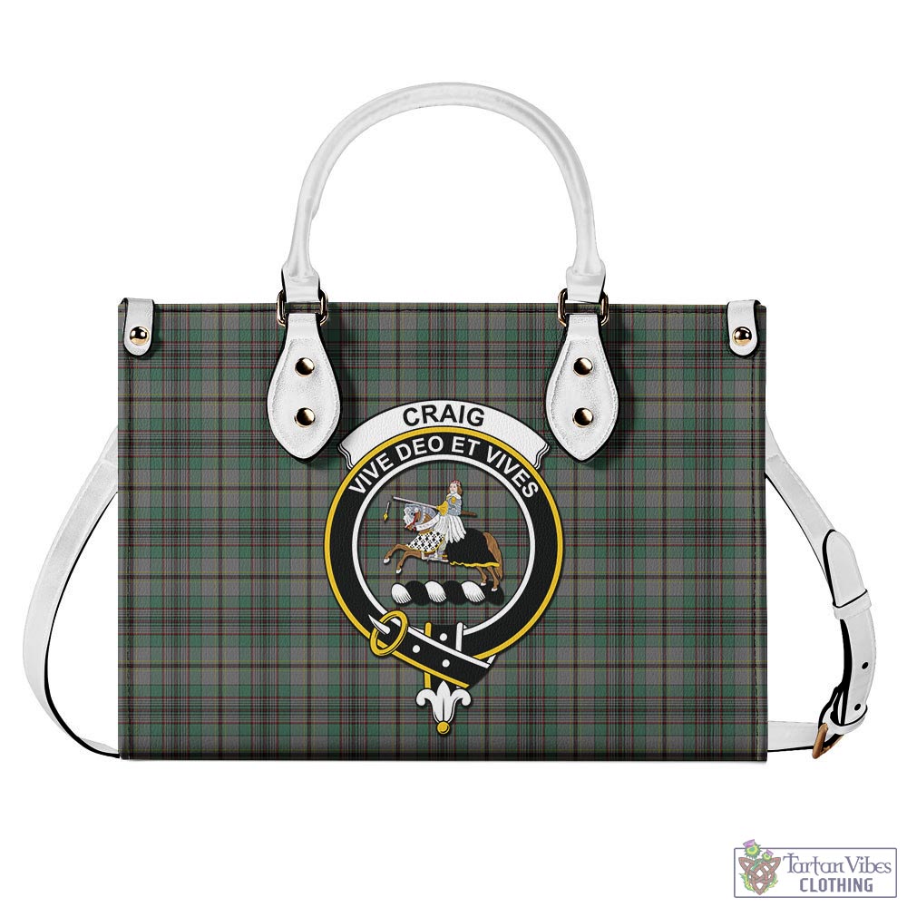 Tartan Vibes Clothing Craig Tartan Luxury Leather Handbags with Family Crest