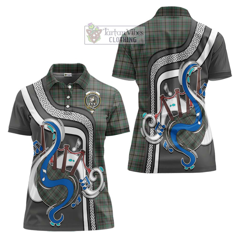 Craig Tartan Women's Polo Shirt with Epic Bagpipe Style Women - Tartanvibesclothing Shop