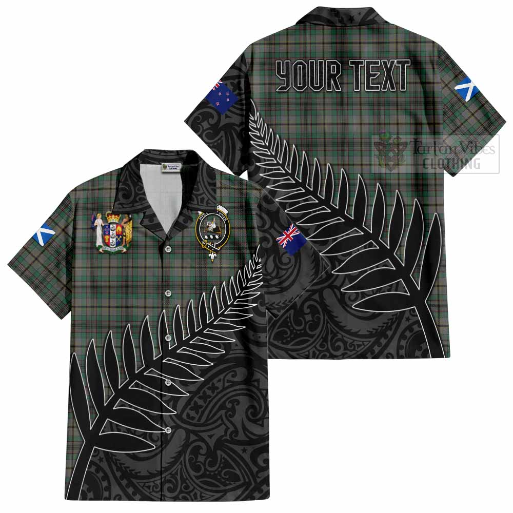 Tartan Vibes Clothing Craig Crest Tartan Short Sleeve Button Shirt with New Zealand Silver Fern Half Style