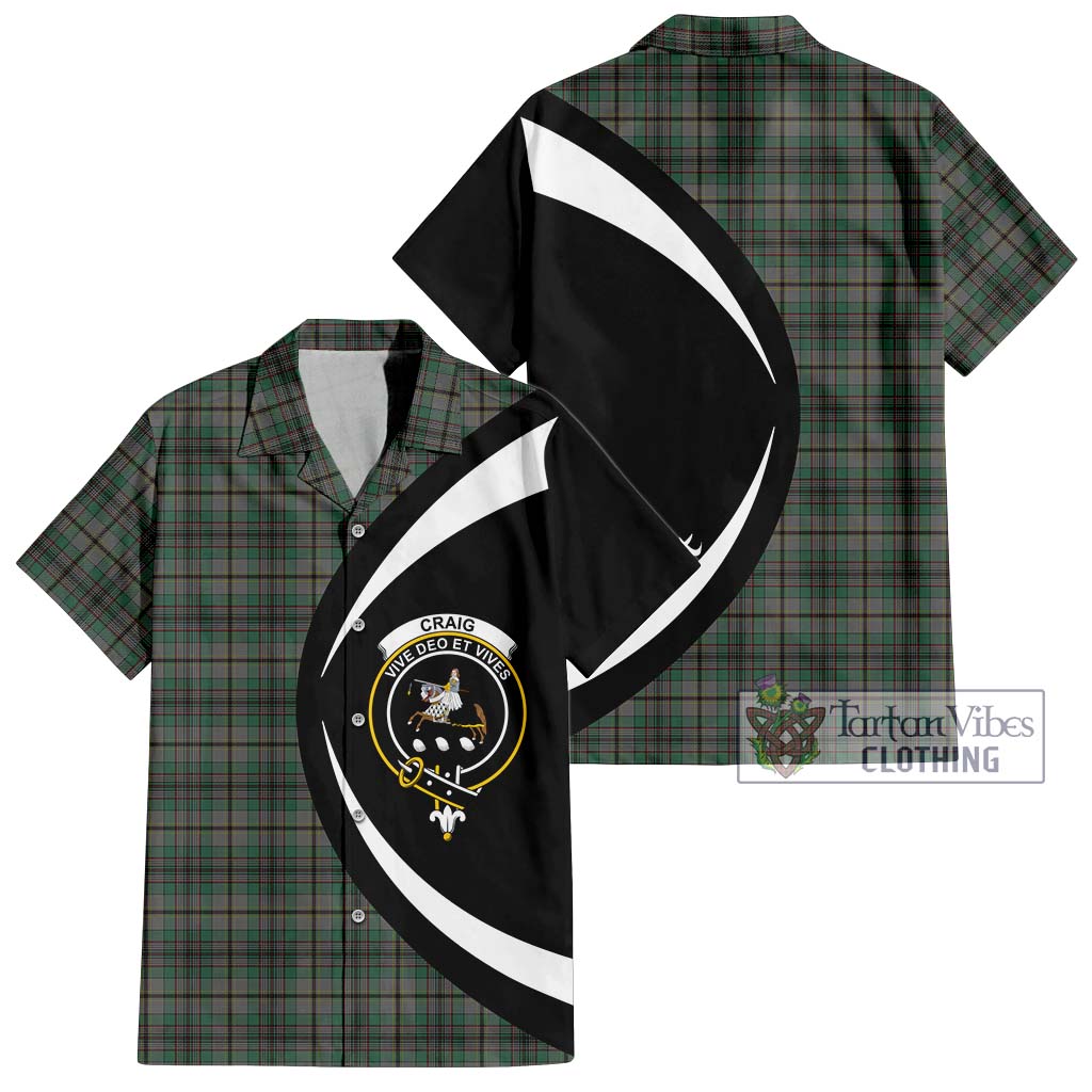 Craig Tartan Short Sleeve Button Up with Family Crest Circle Style Kid - Tartan Vibes Clothing