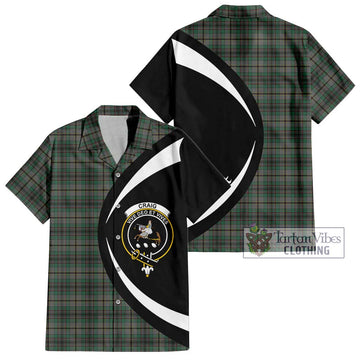 Craig Tartan Short Sleeve Button Up with Family Crest Circle Style