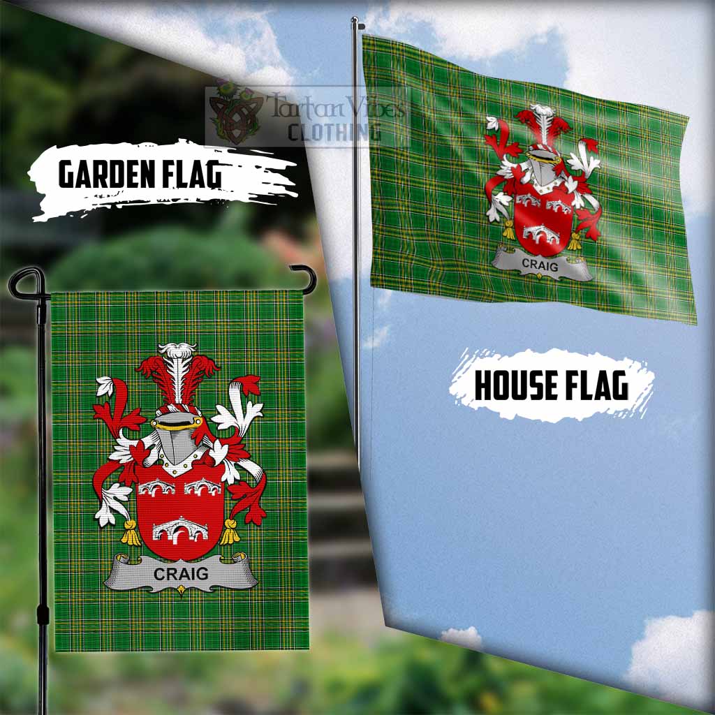 Tartan Vibes Clothing Craig Irish Clan Flag with Coat of Arms