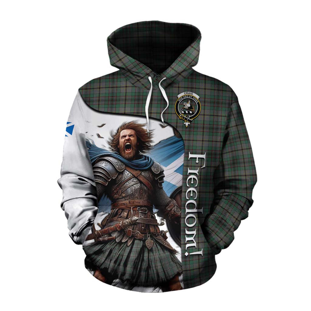 Tartan Vibes Clothing Craig Crest Tartan Cotton Hoodie Inspired by the Freedom of Scottish Warrior