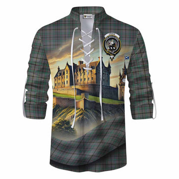 Craig Tartan Family Crest Ghillie Kilt Shirt with Scottish Ancient Castle Style Men - Tartan Vibes Clothing
