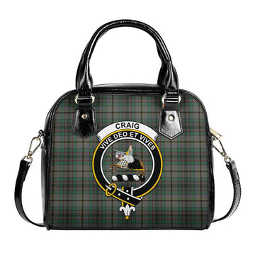 Craig Tartan Shoulder Handbags with Family Crest