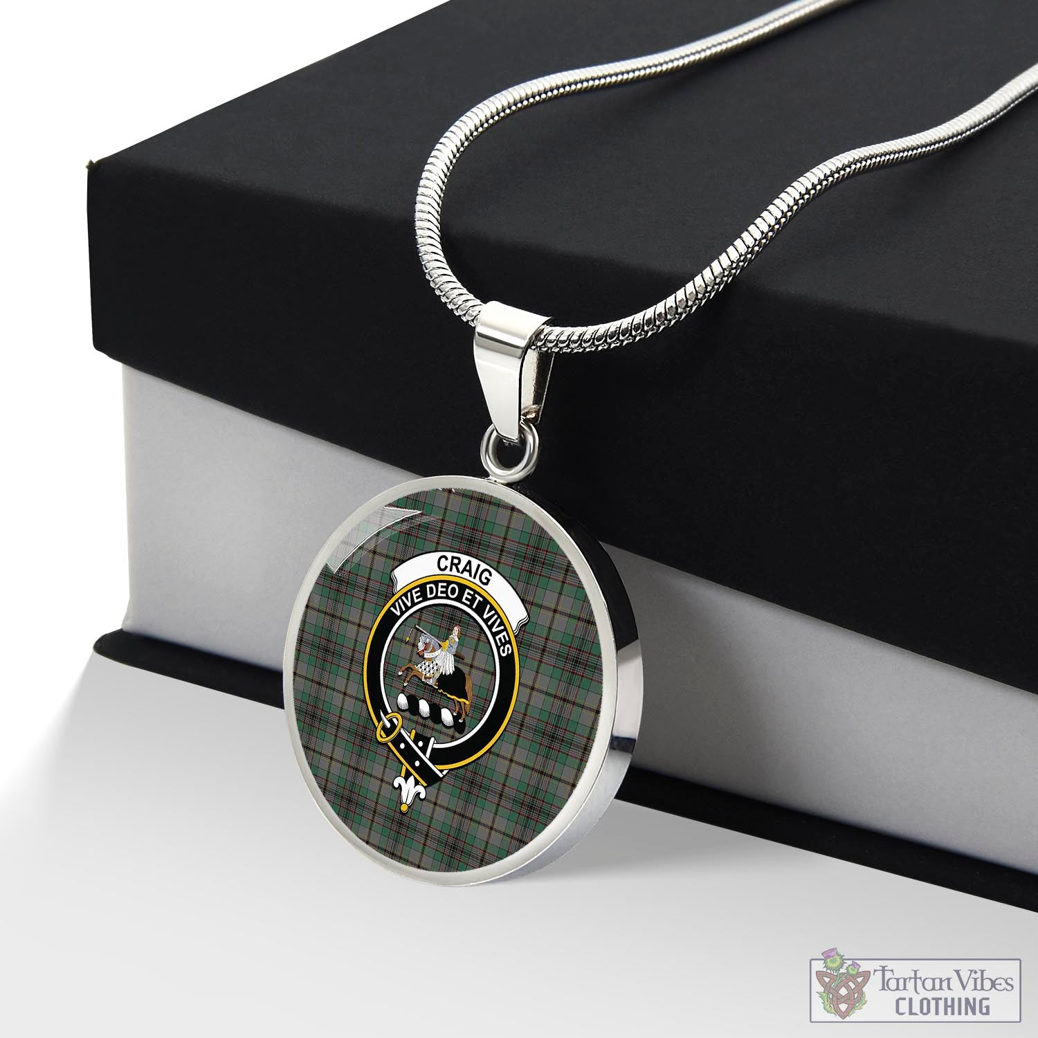 Tartan Vibes Clothing Craig Tartan Circle Necklace with Family Crest