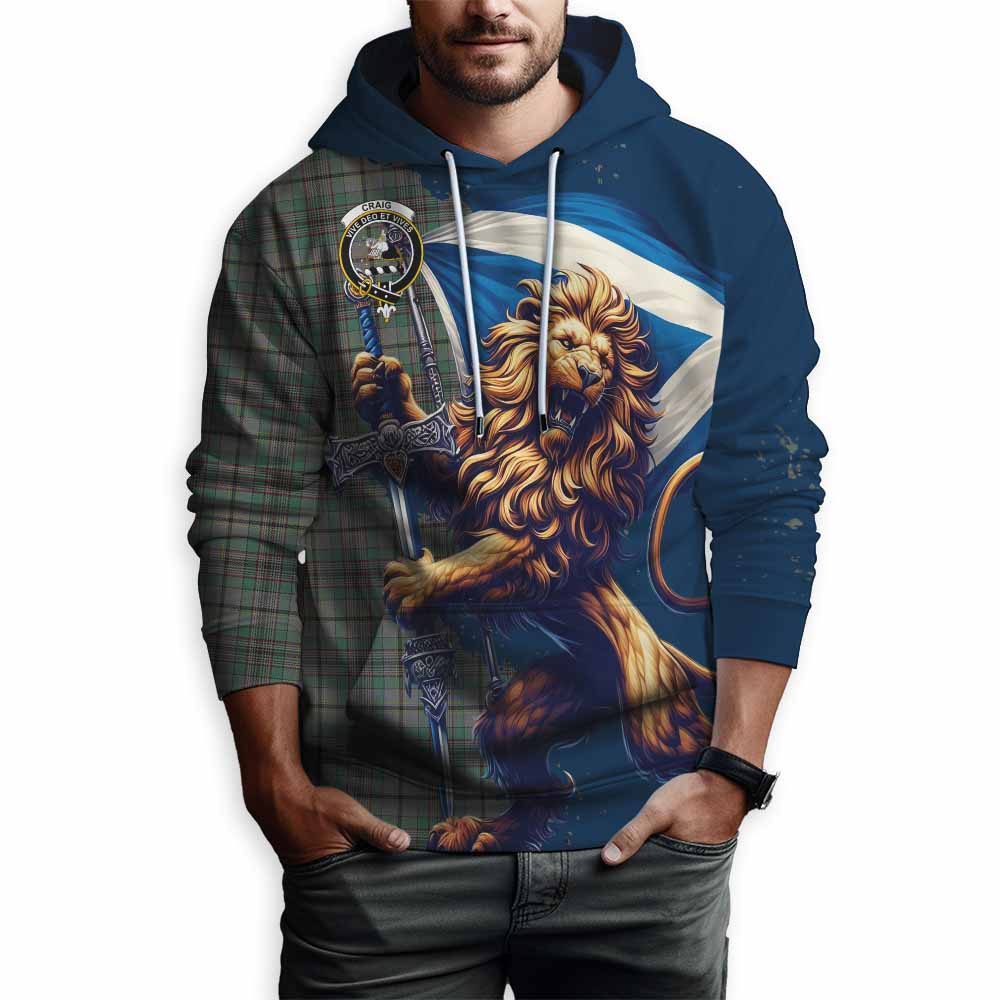 Tartan Vibes Clothing Craig Tartan Family Crest Hoodie with Scottish Majestic Lion