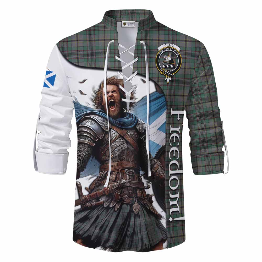 Tartan Vibes Clothing Craig Crest Tartan Ghillie Kilt Shirt Inspired by the Freedom of Scottish Warrior