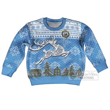 Craig Clan Christmas Kid Ugly Sweater with Tartan and Celtic Reindeer Style