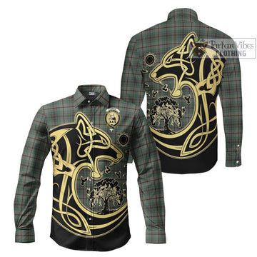 Craig Tartan Long Sleeve Button Shirt with Family Crest Celtic Wolf Style