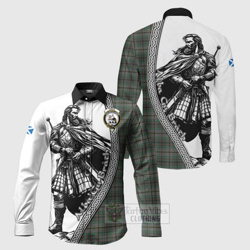 Craig Tartan Clan Crest Long Sleeve Button Shirt with Highlander Warrior Celtic Style