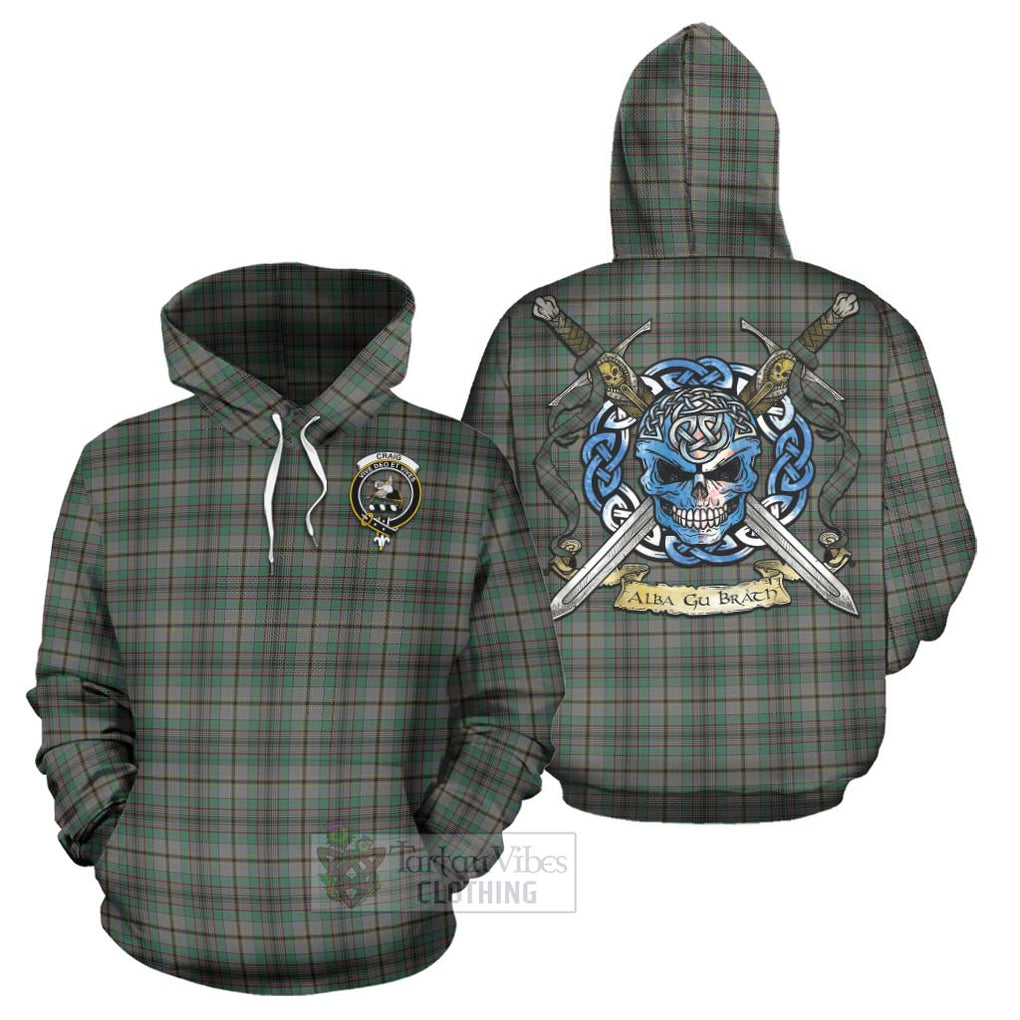 Tartan Vibes Clothing Craig Tartan Hoodie with Family Crest Celtic Skull Style