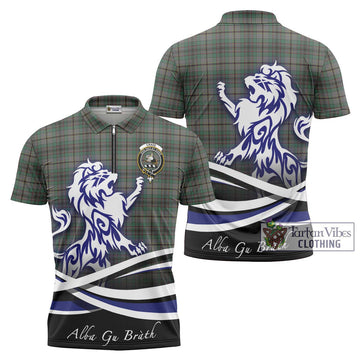 Craig Tartan Zipper Polo Shirt with Alba Gu Brath Regal Lion Emblem