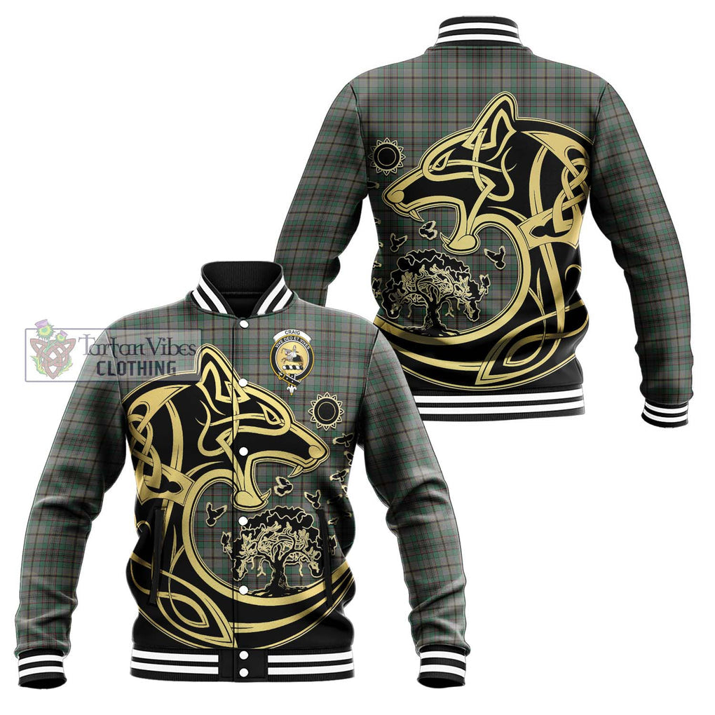 Craig Tartan Baseball Jacket with Family Crest Celtic Wolf Style Unisex - Tartan Vibes Clothing