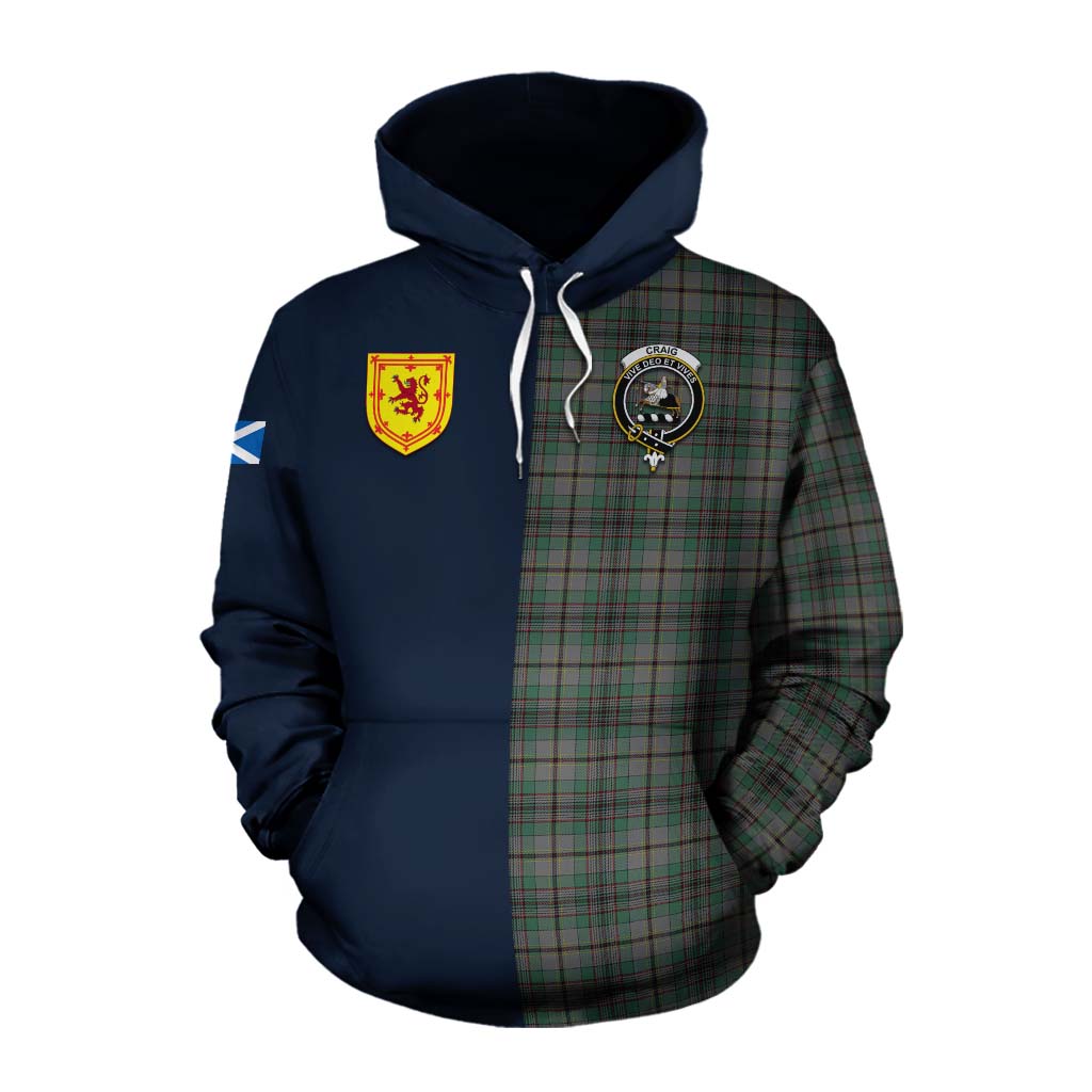 Tartan Vibes Clothing Craig Tartan Cotton Hoodie Alba with Scottish Lion Royal Arm Half Style