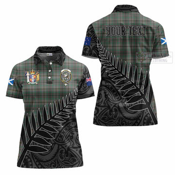 Craig Crest Tartan Women's Polo Shirt with New Zealand Silver Fern Half Style