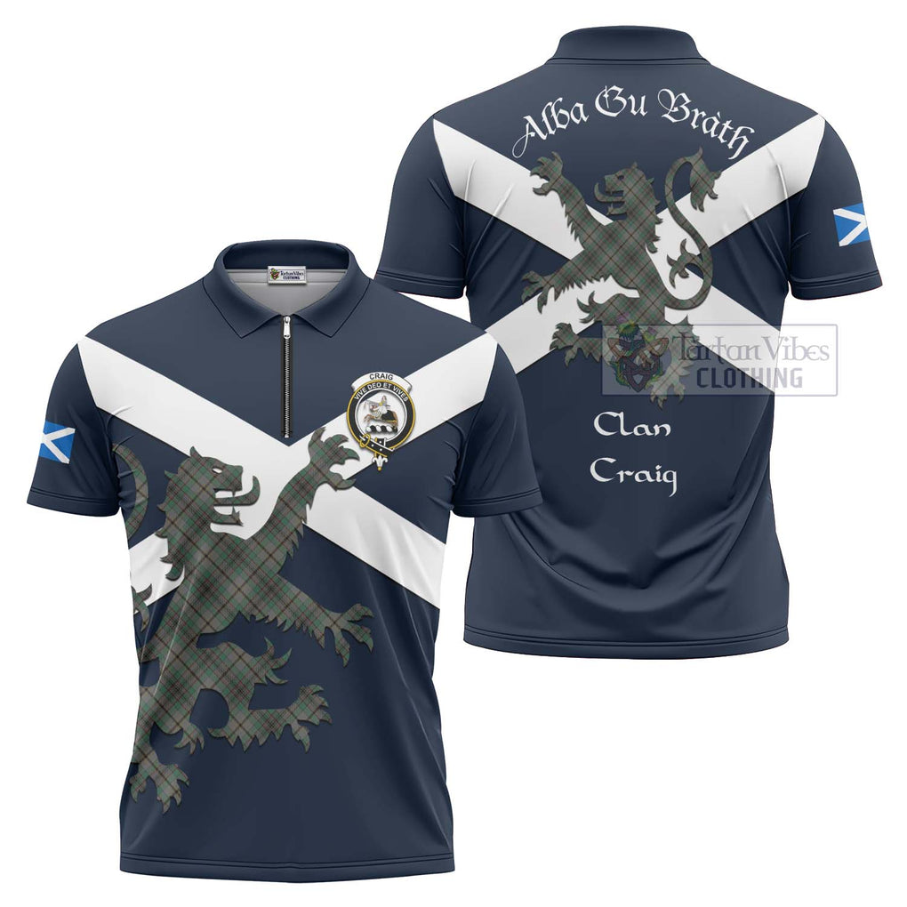 Tartan Vibes Clothing Craig Tartan Lion Rampant Zipper Polo Shirt – Proudly Display Your Heritage with Alba Gu Brath and Clan Name