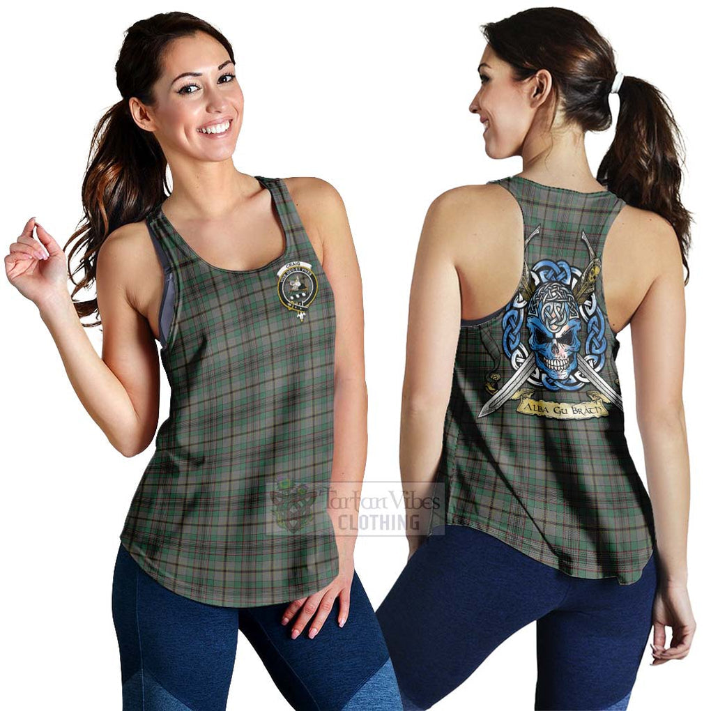 Tartan Vibes Clothing Craig Tartan Women's Racerback Tanks with Family Crest Celtic Skull Style