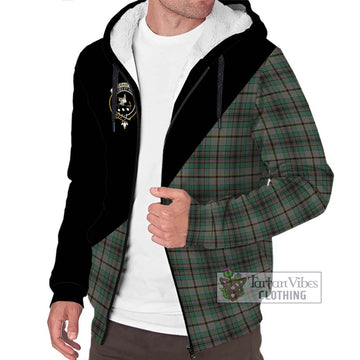 Craig Tartan Sherpa Hoodie with Family Crest and Military Logo Style