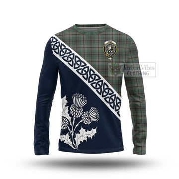 Craig Tartan Long Sleeve T-Shirt Featuring Thistle and Scotland Map