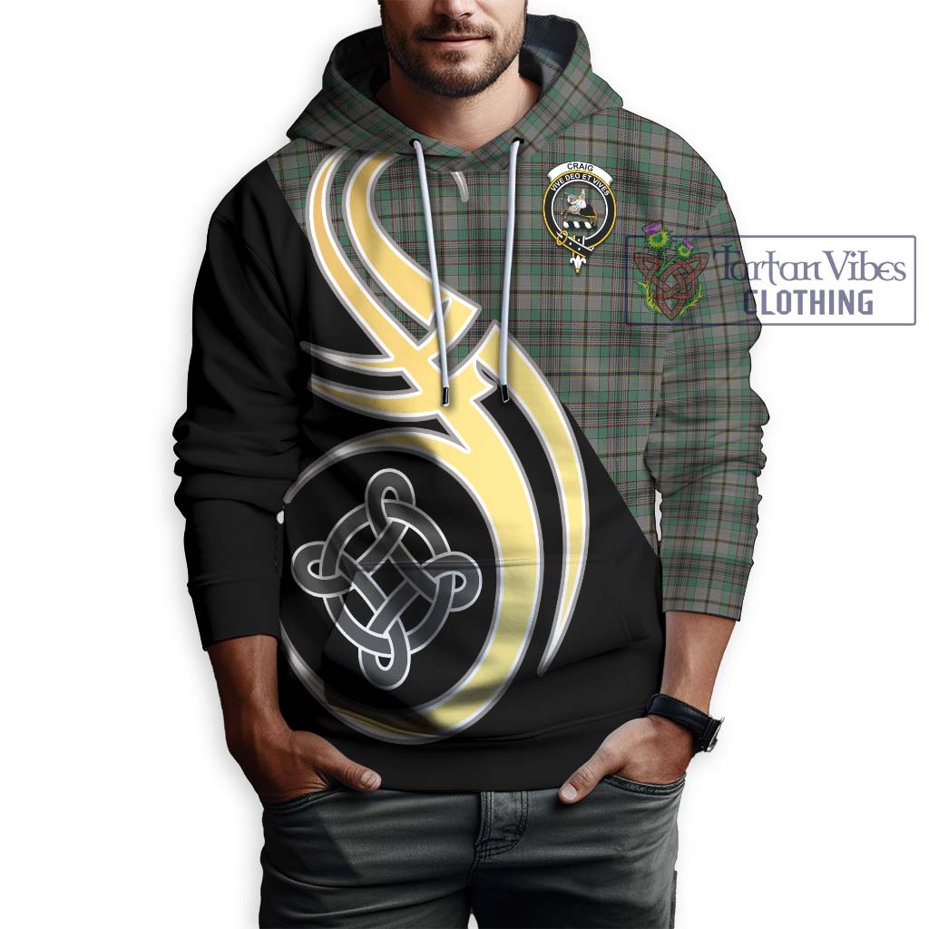 Tartan Vibes Clothing Craig Tartan Hoodie with Family Crest and Celtic Symbol Style