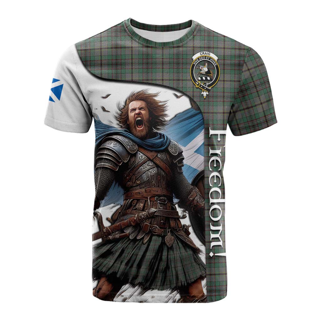 Tartan Vibes Clothing Craig Crest Tartan Cotton T-shirt Inspired by the Freedom of Scottish Warrior