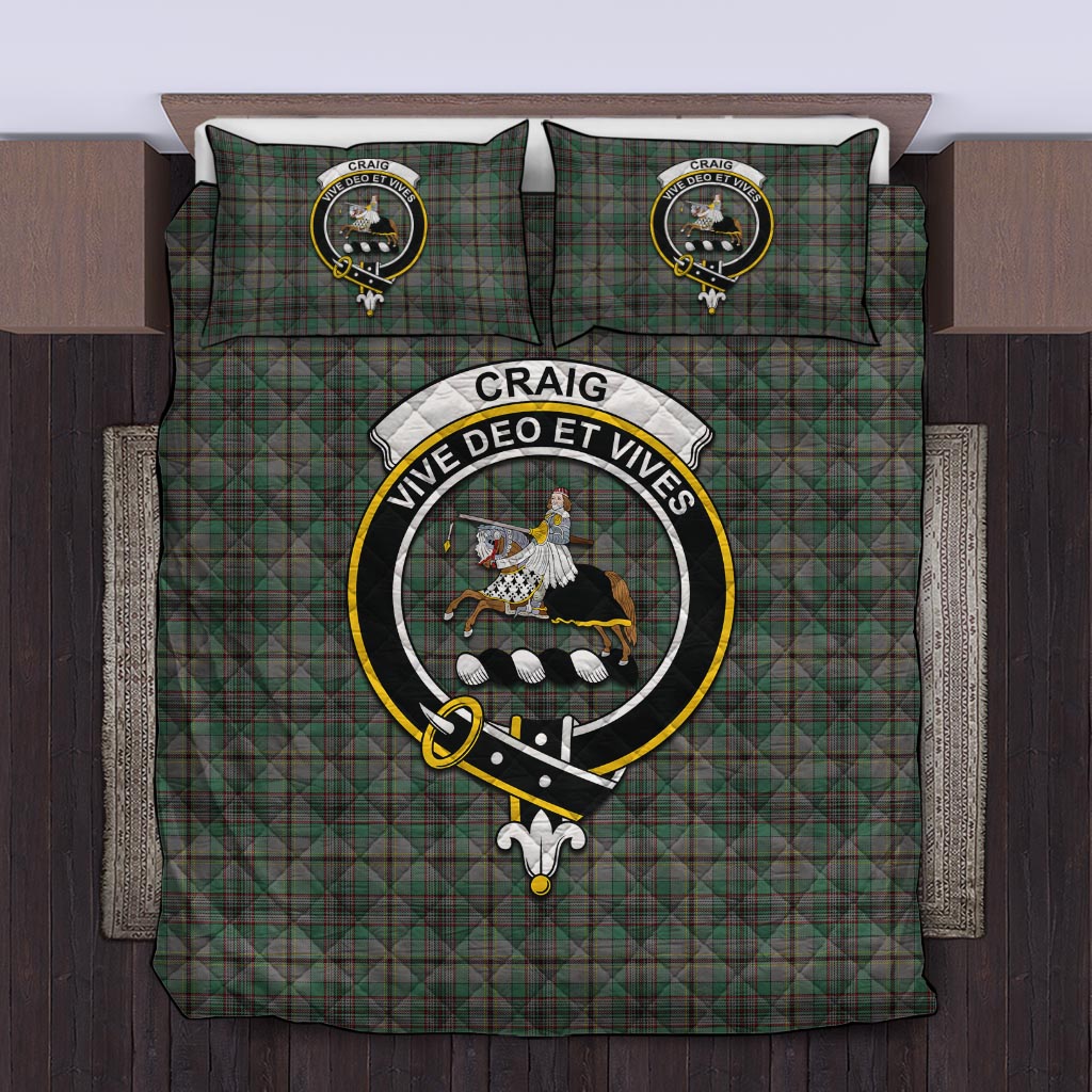 Craig Tartan Quilt Bed Set with Family Crest Twin - Tartan Vibes Clothing