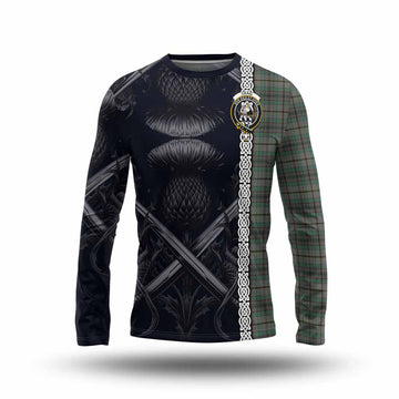 Craig Tartan Long Sleeve T-Shirt with Family Crest Cross Sword Thistle Celtic Vibes