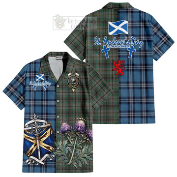 Craig Tartan Short Sleeve Button Shirt Happy St. Andrew's Day Half Tartan Style