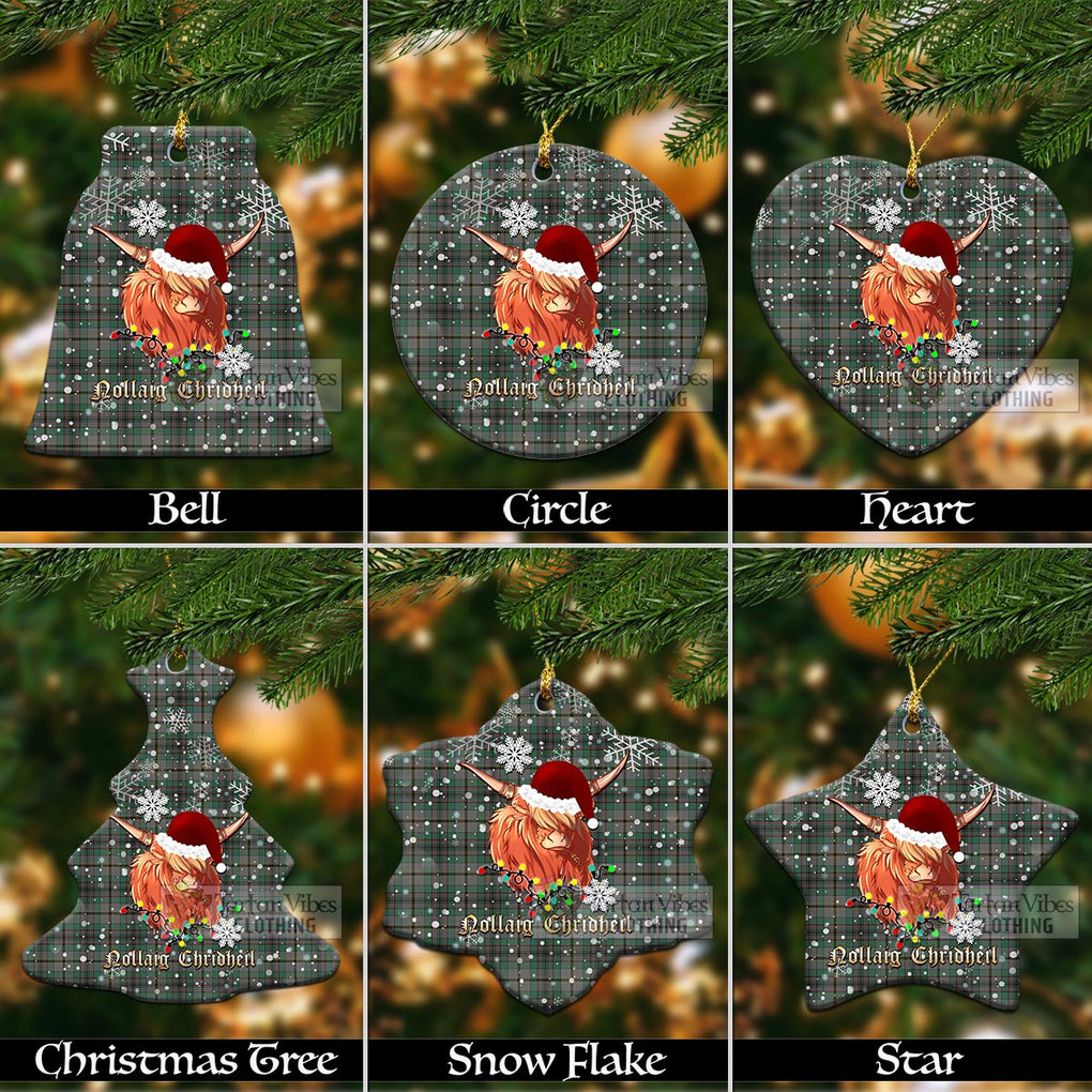 Tartan Vibes Clothing Craig Clan Tartan Ornament with Christmas Twinkle Highland Cattle