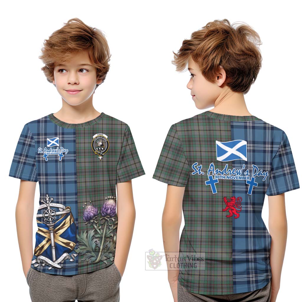 Tartan Vibes Clothing Craig Tartan Kid T-Shirt Happy St. Andrew's Day Half Tartan Style