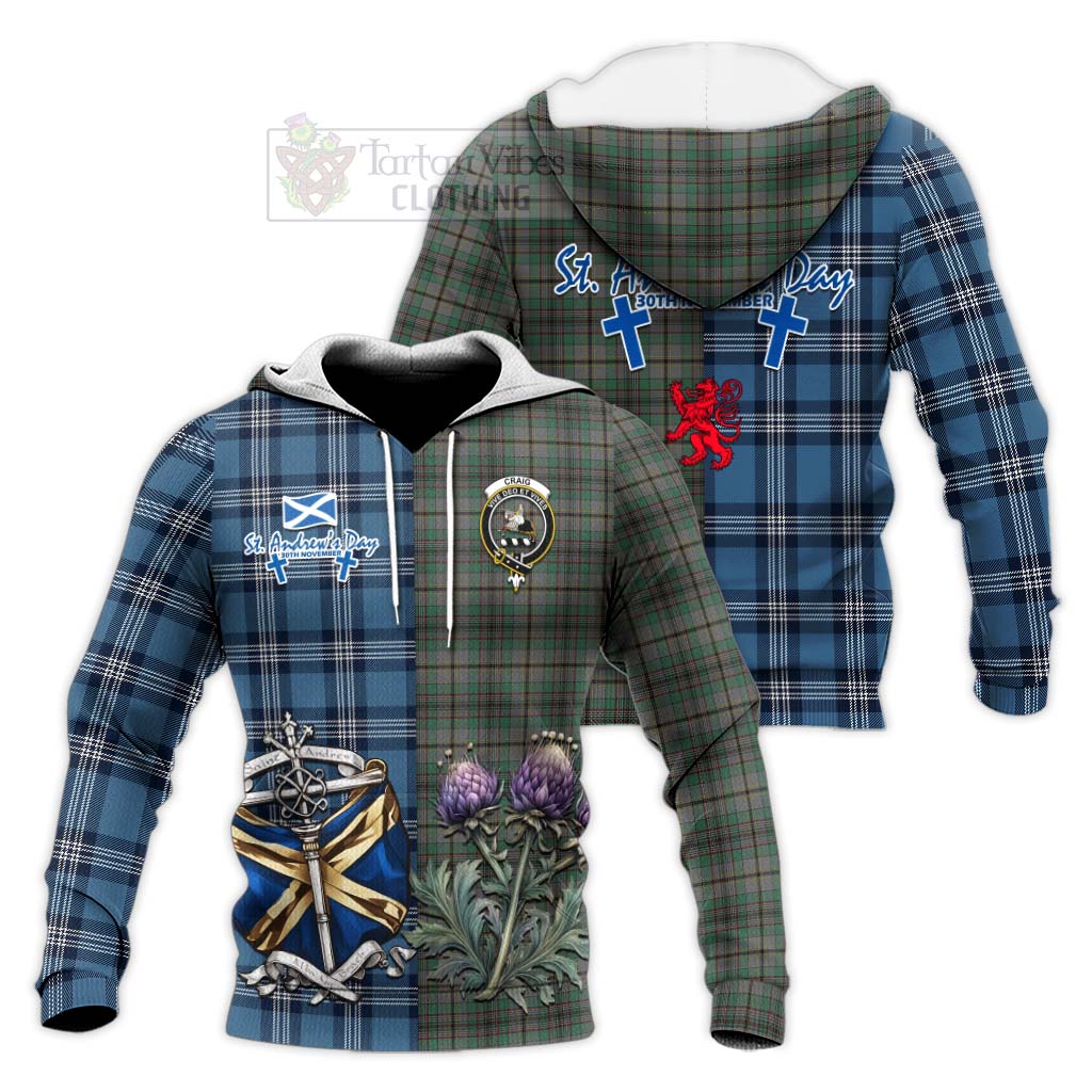 Tartan Vibes Clothing Craig Tartan Knitted Hoodie Happy St. Andrew's Day Half Tartan Style