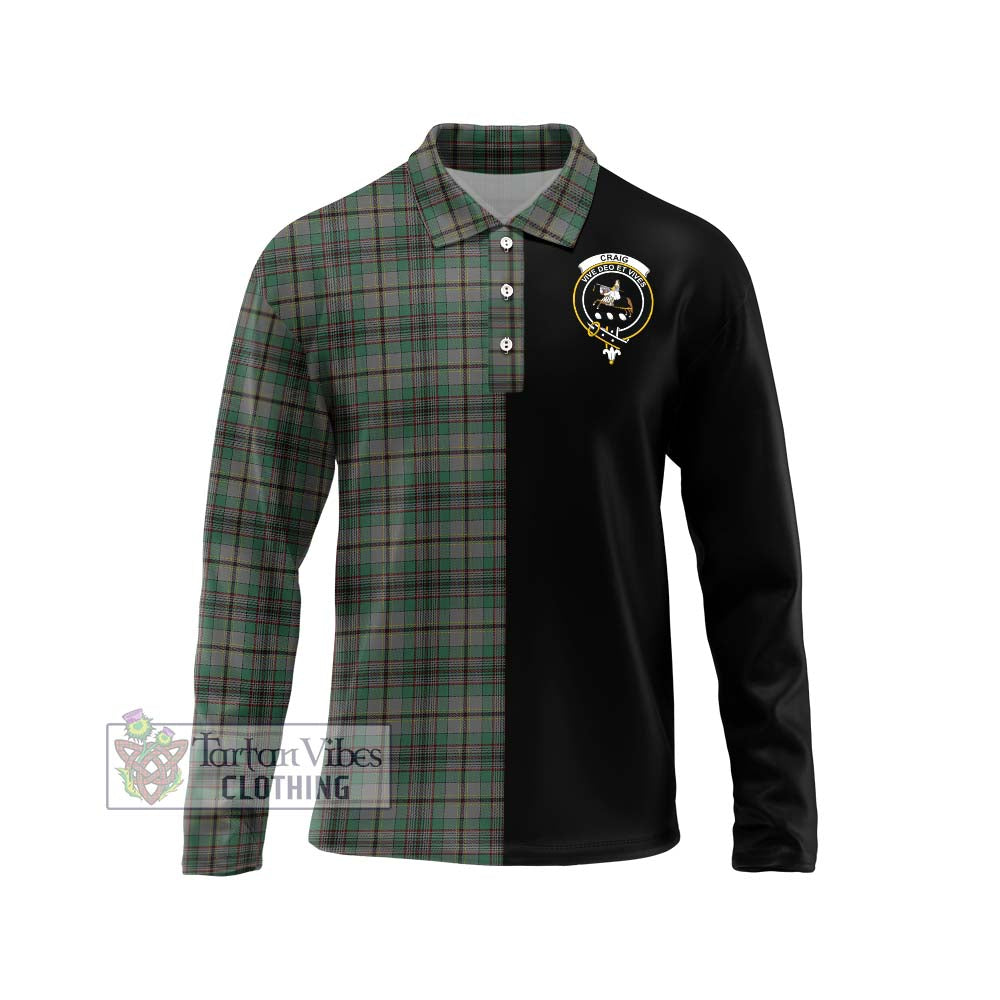 Craig Tartan Long Sleeve Polo Shirt with Family Crest and Half Of Me Style Unisex - Tartanvibesclothing Shop