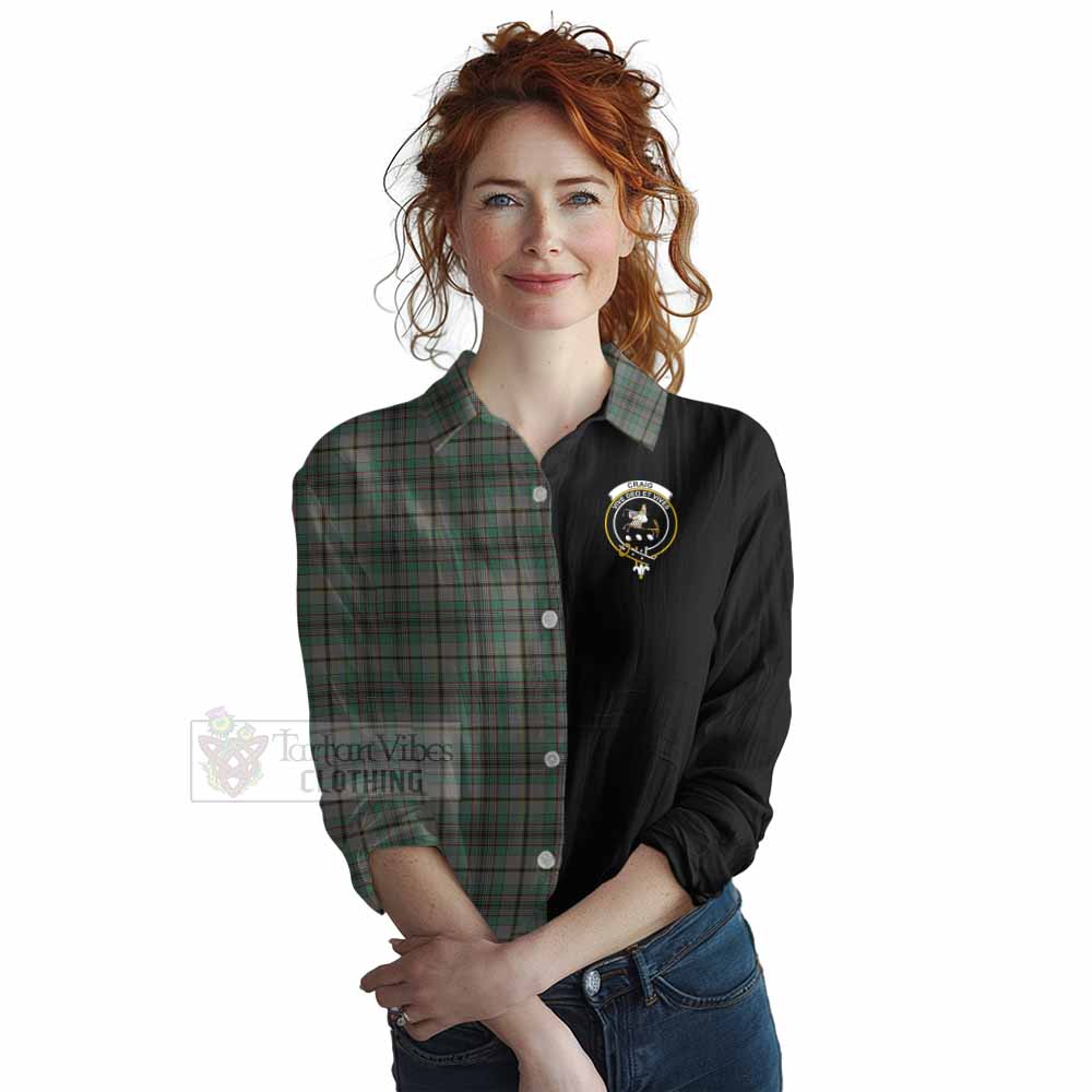 Tartan Vibes Clothing Craig Tartan Women's Casual Shirt with Family Crest and Half Of Me Style