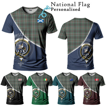 Craig Tartan T-Shirt with Personalised National Flag and Family Crest Half Style