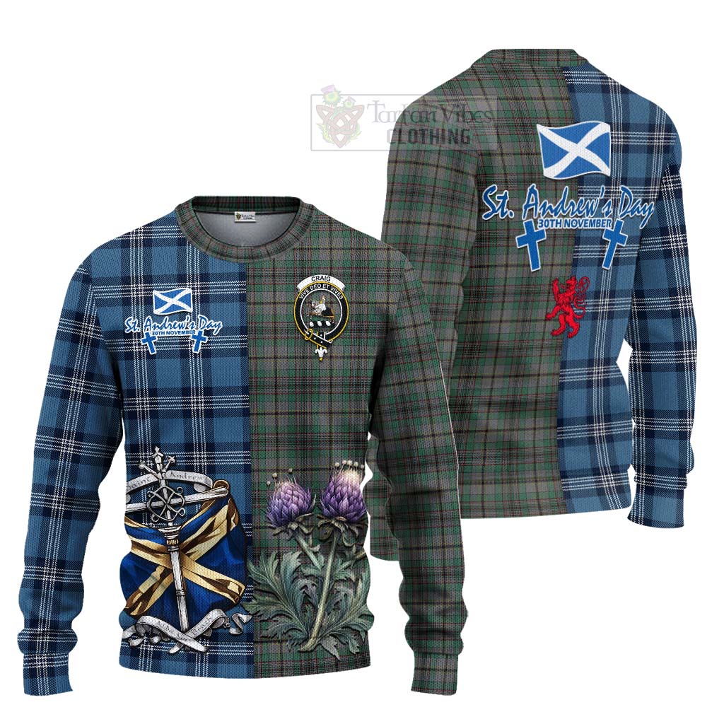 Tartan Vibes Clothing Craig Tartan Knitted Sweater Happy St. Andrew's Day Half Tartan Style