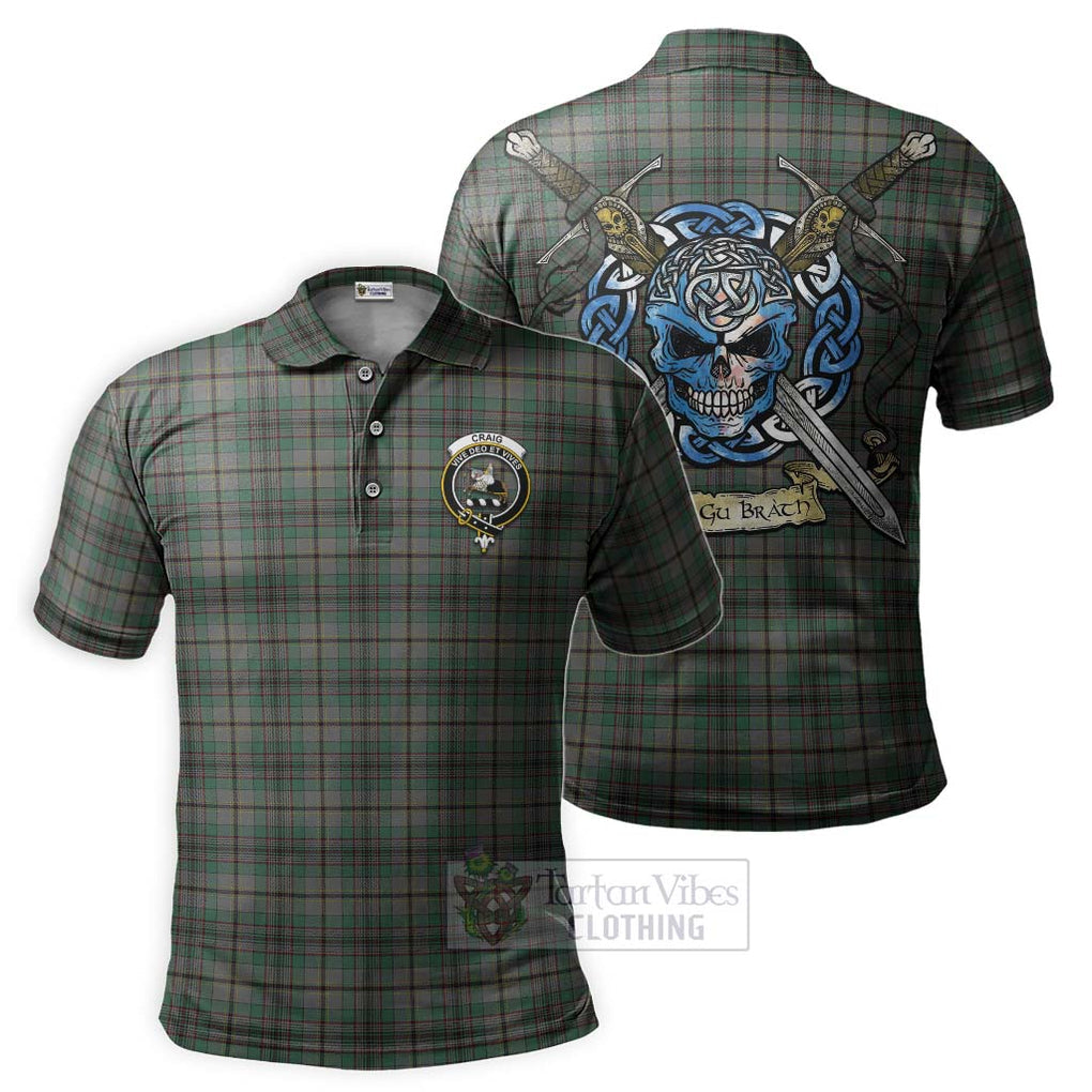 Tartan Vibes Clothing Craig Tartan Polo Shirt with Family Crest Celtic Skull Style