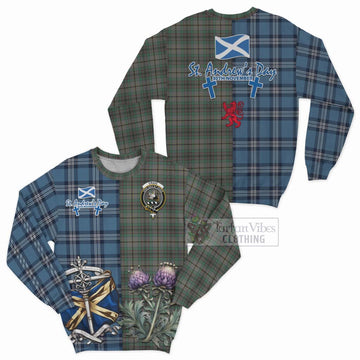 Craig Tartan Sweatshirt Happy St. Andrew's Day Half Tartan Style