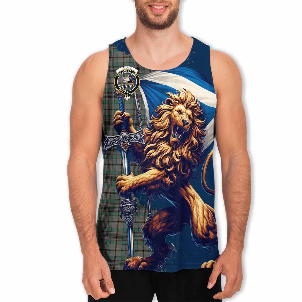 Tartan Vibes Clothing Craig Tartan Family Crest Men's Tank Top with Scottish Majestic Lion