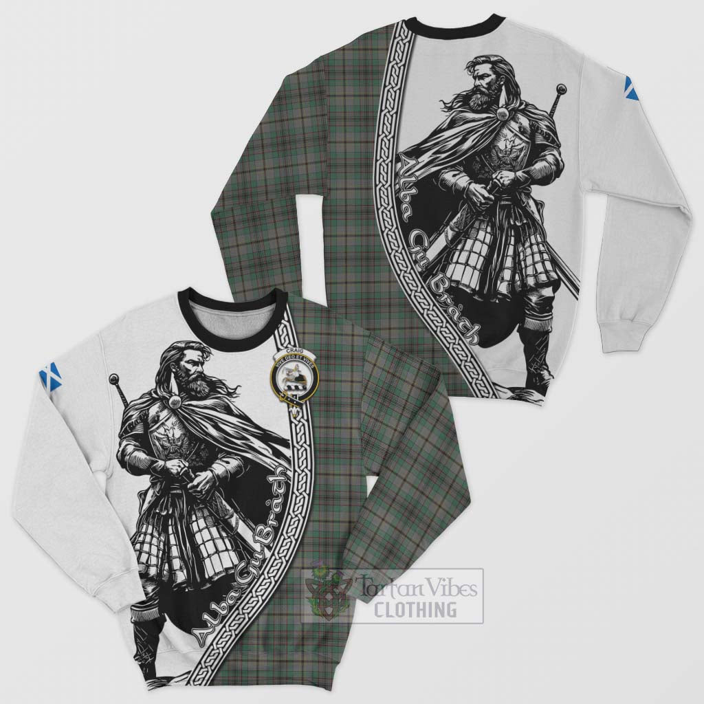 Tartan Vibes Clothing Craig Tartan Clan Crest Sweatshirt with Highlander Warrior Celtic Style