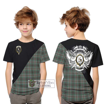 Craig Tartan Kid T-Shirt with Family Crest and Military Logo Style