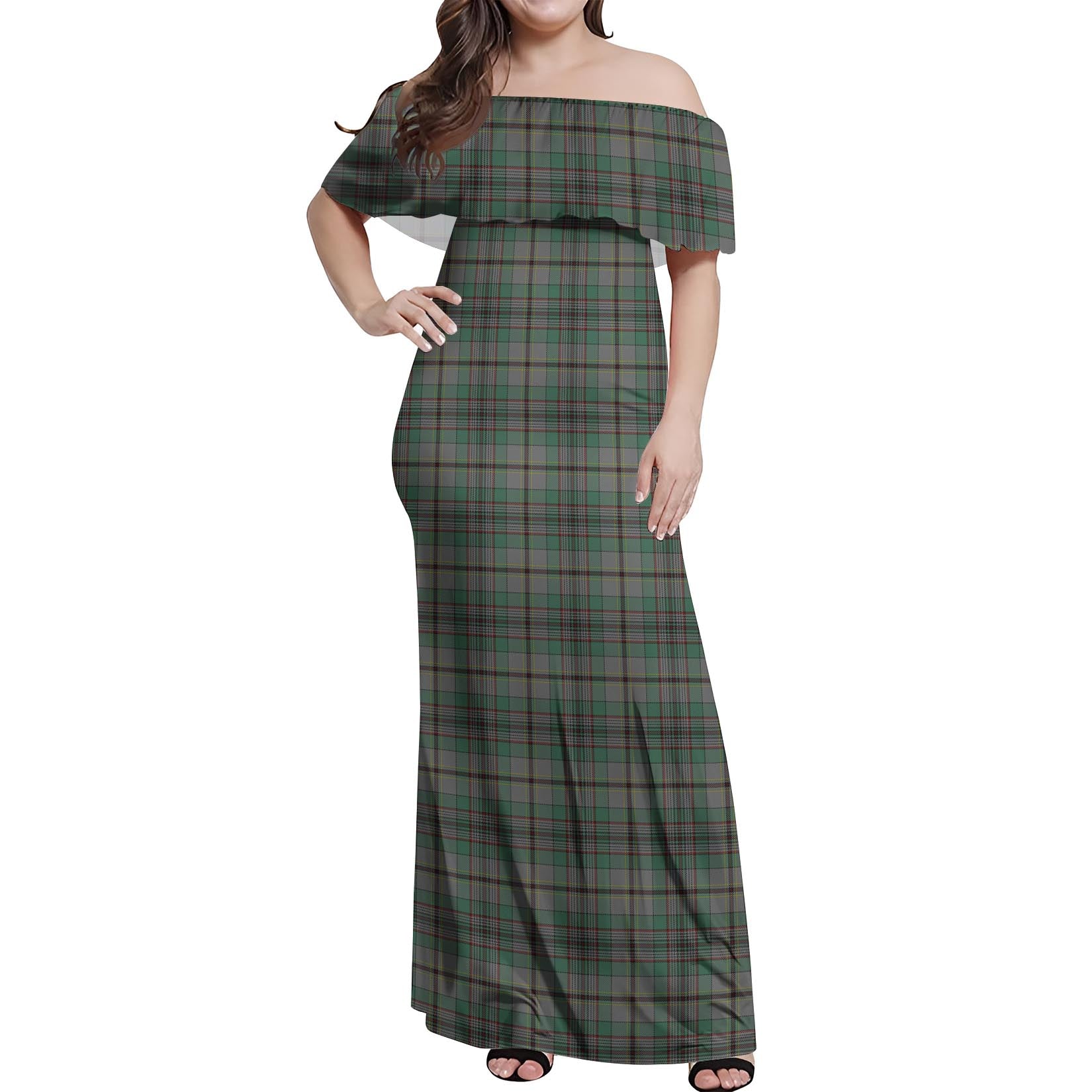 Craig Tartan Off Shoulder Long Dress Women's Dress - Tartanvibesclothing