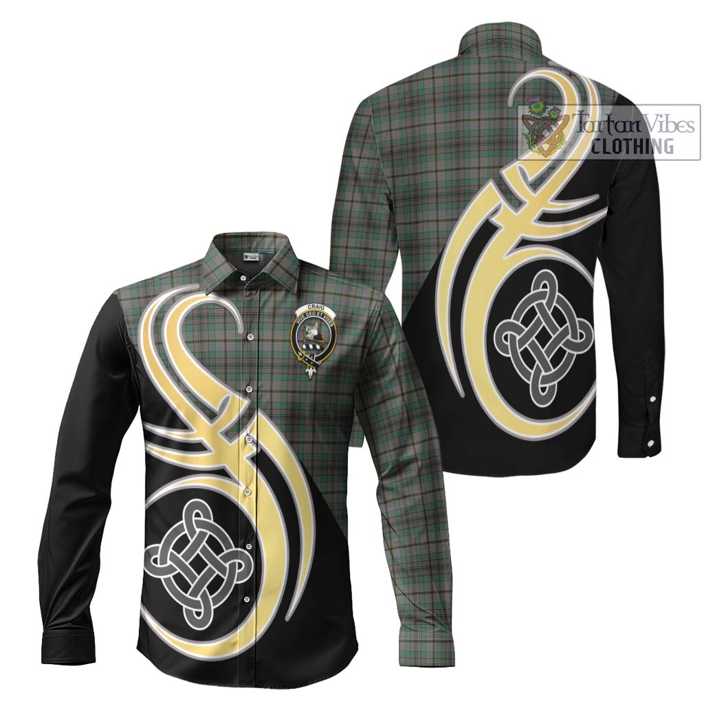 Craig Tartan Long Sleeve Button Shirt with Family Crest and Celtic Symbol Style Men's Shirt S - Tartan Vibes Clothing