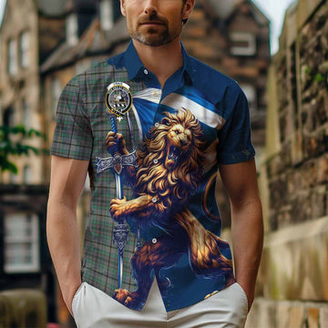 Craig Tartan Family Crest Short Sleeve Button Shirt with Scottish Majestic Lion